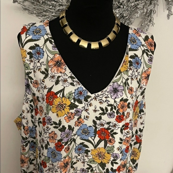 Ophelia Roe Tops - Ophelia Roe, Floral Print Women's Tank Top, 3X